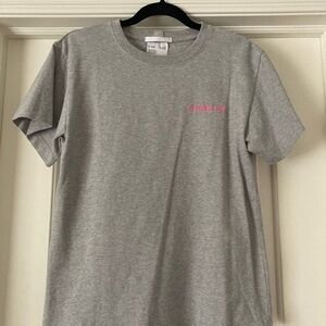 Helmut Lang Gray Embroidered Logo Tee